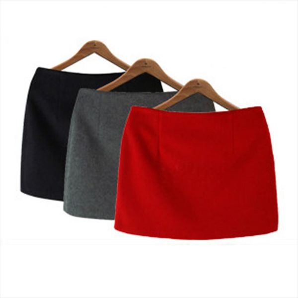 

fashion autumn winter mini skirts 2016 women solid slim a line pencil skirts plus size candy colors korea women skirt, Black