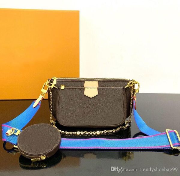 3 Stück/1 Set Umhängetasche, klassischer Stil, mehrere Pochette-Designer-Handtaschen, Geldbörse, echtes Leder, alte Blumen-Umhängetaschen, Damen-Geldbörsen, Originalverpackung