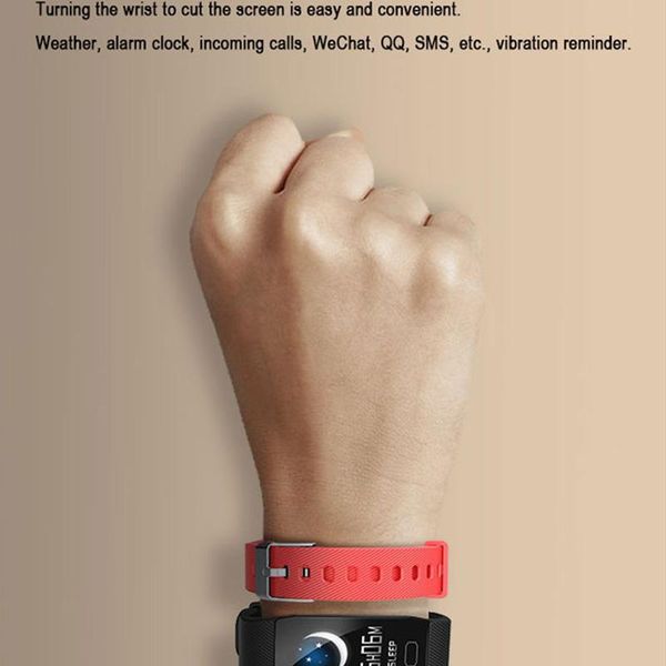

1.14 inch waterproof heart rate monitor bluetooth fitness tracker sports message remind blood pressure step count smart bracelet wmtrtl