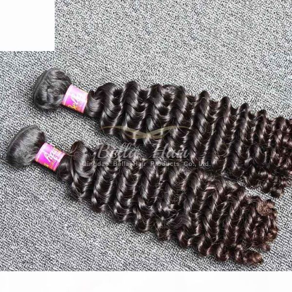 

brazilian virgin human hair deep wave weaves hair extensions bundle hair 4pcs lot 9a drop shipping natural color bellahair, Black