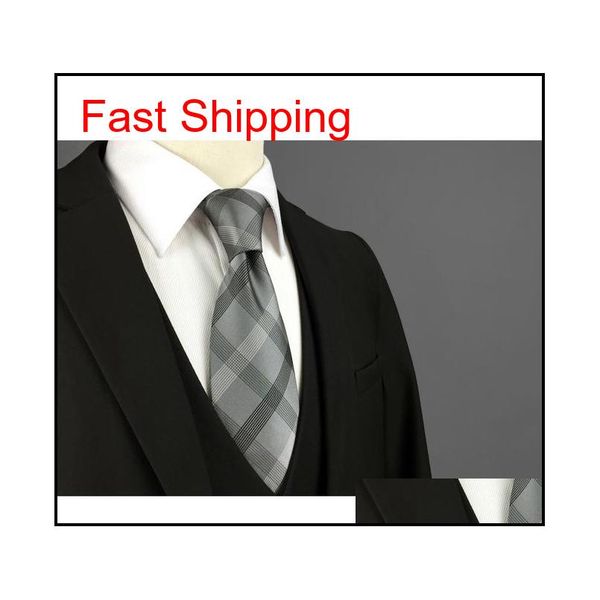 

s1 checked black dark gray plaids men's ties neckties extra long size fashion 100% sil qylytj queen66, Blue;purple