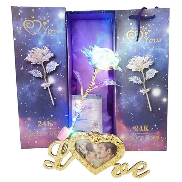 

decorative flowers & wreaths colorful led artificial gold rose light gift present box home decor fake birthday party valentine's day lo
