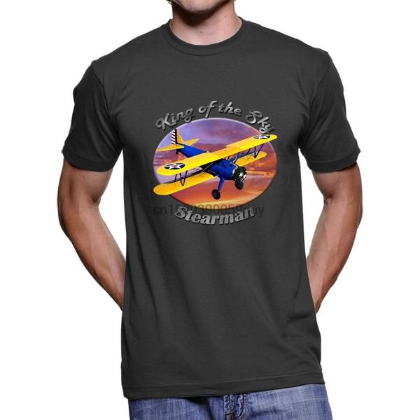 

sport stearman biplane king of the sky men dark t shirt