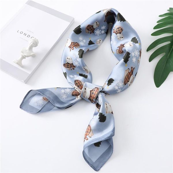 

scarves summer silk scarf women bandana luxury print foulard square shawl and wraps headkerchief lady hair neck kerchief, Blue;gray