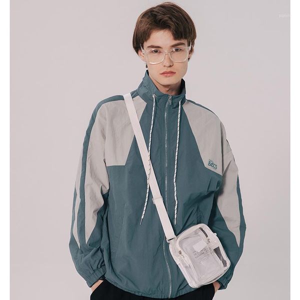 

men hip hop windbreaker jacket retro color block patchwork harajuku streetwear jacket coats zipper track jackets autumn ja4001, Black;brown