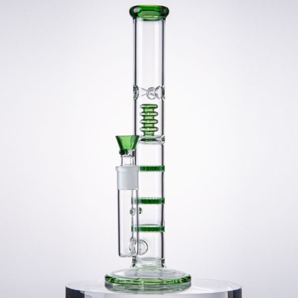 2022 Tubo Hookahs Glass Water Bongs Triple Percolator Bong Reta Beecomb Tubulações PERC Birdcage Com Catcher Catcher Dab Rigs 18mm Wood Petróleo Rig HR316