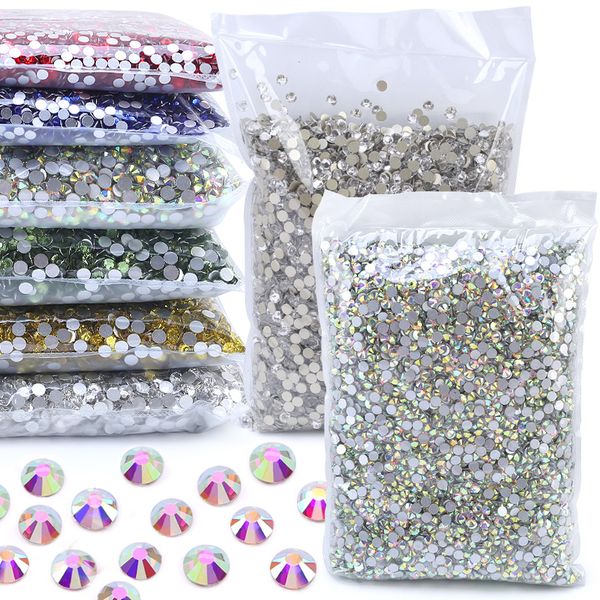 Großhandel 1440-14400 TEILE/PAKETE SS3-SS50 Kristall AB 3D Nail art Dekoration Strasssteine Kleber auf Flatback Kleidung DIY Strass