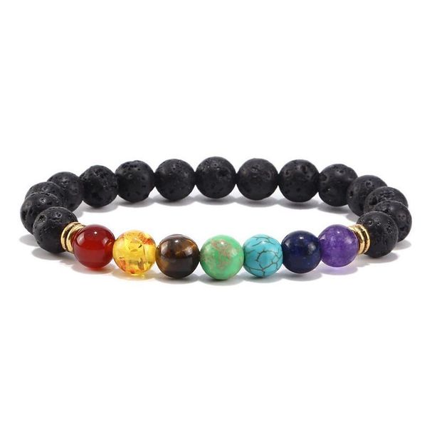 

new 7 chakra bracelet men black lava healing balance beads reiki buddha prayer natural stone yoga bracelet f jllnij
