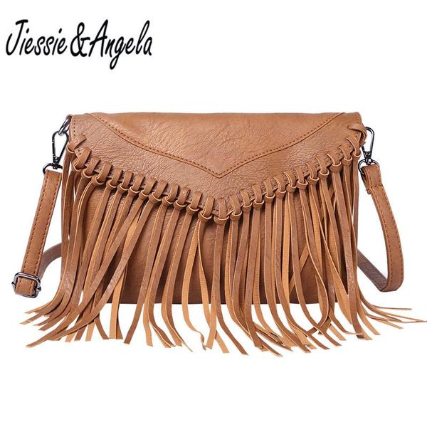 

jiessie & angela new vintage tassel bag small messenger bags female handbag shoulder bag fashion envelop cross body bags bolosa