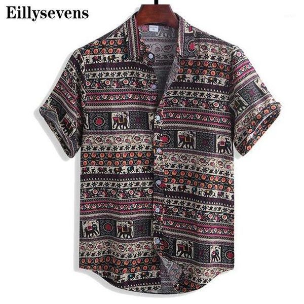 

summer mens fashion ethnic short sleeve holiday beach shirt casual printing hawaiian turndown collar button vacation camisa#p31, White;black