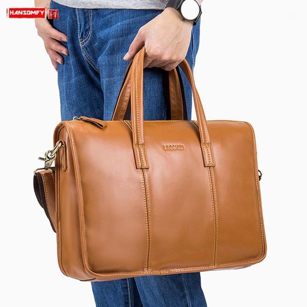 

new genuine leather men briefcases business lapbag portable handbags cowhide shoulder travel bags male crazy horse leather1