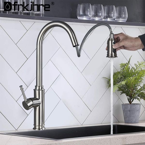 

kitchen faucet brushed nickel pull out kitchen sink water tap single handle mixer tap 360 rotation shower faucet