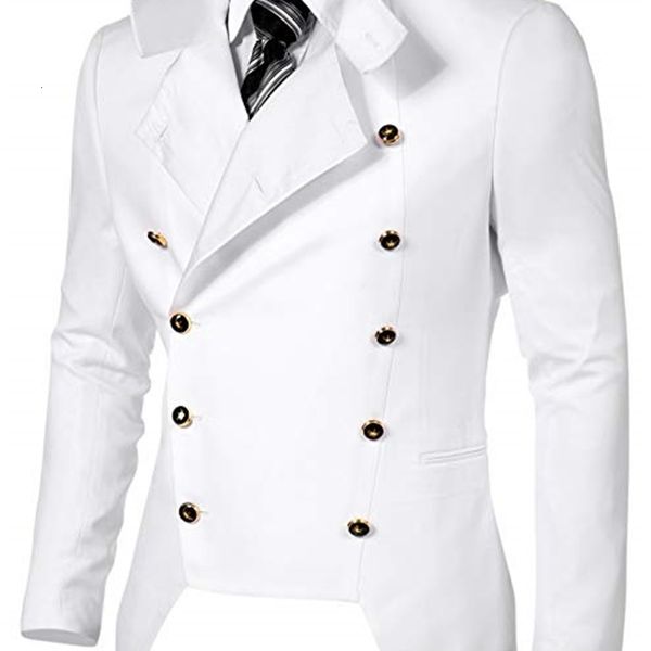 

2019 fashion men's casual double breasted jacket blazer tailor men slim fit stylish suit jacket blazer, White;black