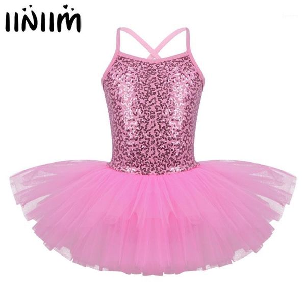 

iiniim girls sequins reflective fancy lyrical dancing class costumes child ballet tutu dress dancewear gymnastic leotard dress1, Black;red