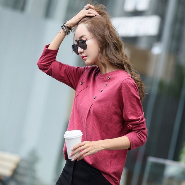 

iwxrv t-shirt women's new autumn 2020 women's long npto4 color round coat t-shirt neck bottoming fashion large sleeve solid, White