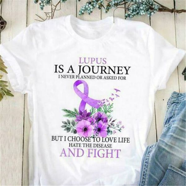 

lupus is a journey i never planned but i choose to love life ladies t-shirt loose size tee shirt sport hooded sweatshirt hoodie