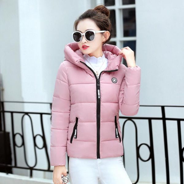

women jacket winter plus size 6xl womens parkas thicken outerwear solid hooded coats short female slim cotton coat whf121, Black