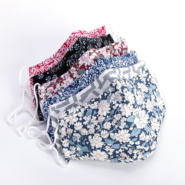 

dhl shipping lady floral flower masks fashion print face mask reusable washable windproof warm cotton mask for women girls kimter-l820fa