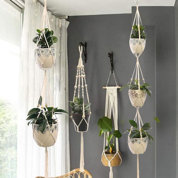 

hanging plant handmade macrame plant hanger flower pot planter hanger wall decor courtyard garden hanging planter hangin wmtdnv