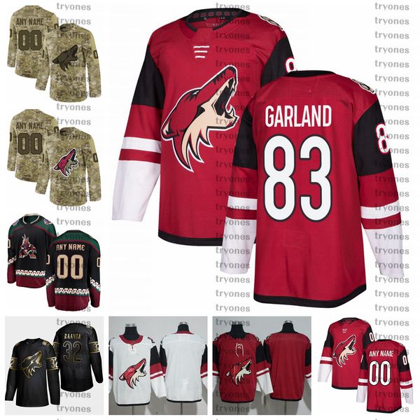 

2021 arizona coyotes conor garland stitched jerseys customize vintage black shirts #83 conor garland hockey jerseys s-xxx, Black;red