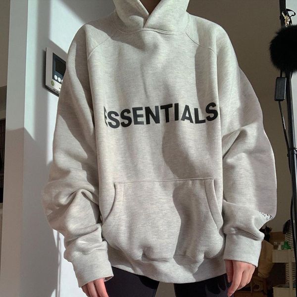 

fear of god essentials double breasted letter raglan sleeve men's hoodie, Black