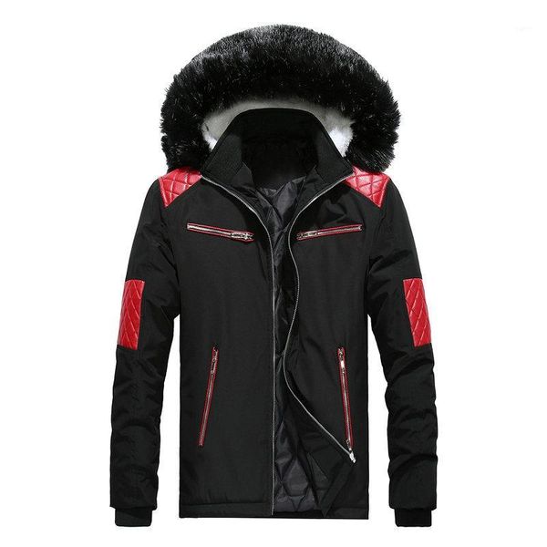 

drop shipping men winter jackets and coats thicken warm casual man fur hooded collar cotton-padded parka outwear abz371, Black