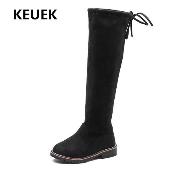 

новые дети моды сапоги девушки принцессы над коленом high boots student детские короткие плюшевые снег сапоги детская обувь 03 qylomr mywjqq, Black