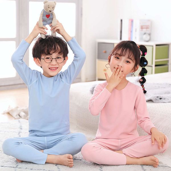 

dejiarong children's tracels winter underwear set pajamas boys and girls warm baby cloth autumn pants, Blue;red