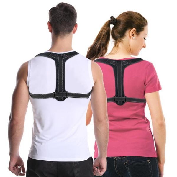 

corrector belt adjustable clavicle spine back shoulder lumbar posture correction for men woemen kg-720, Black;blue