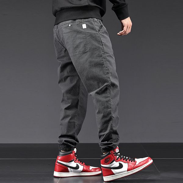 

2021 new fashion streetwear jeans loose fit casual cargo leisure harem trousers japanese designer hip hop joggers pants men ohxl, Blue