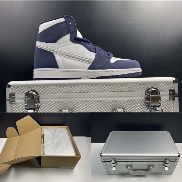 

1 high og co.jp mens basketball shoes midnight navy white silver women sneakers youth junior size 36-46