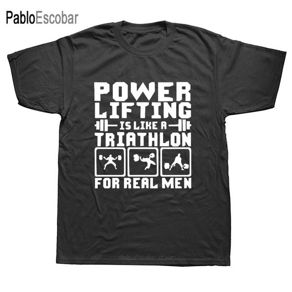 

powerlifting is like a triathlon real men funny men summer harajuku short sleeve streetwear black hoodie designers t shirts sweatshirt