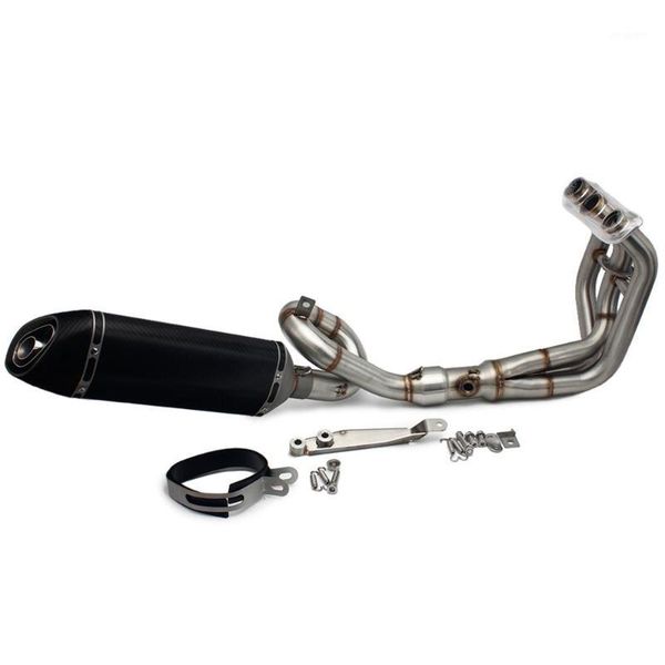 

bikingboy full exhaust system front link pipe set + carbon fiber end pipe for mt-09 fz-09 2013-2019 xsr 900 2016-20181
