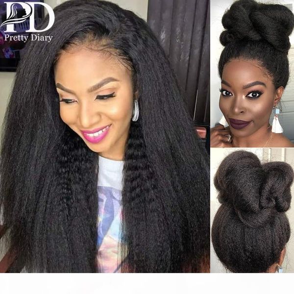 

kinky straight 13x4 lace front wigs for women 360 lace frontal wig pre plucked with baby hair long remy yaki human hair wigs, Black