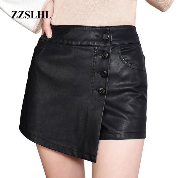 

winter autumn pu shorts for women 2020 new high waist a-line leather shorts female fashion elegant pu short pants 2xl1, White;black