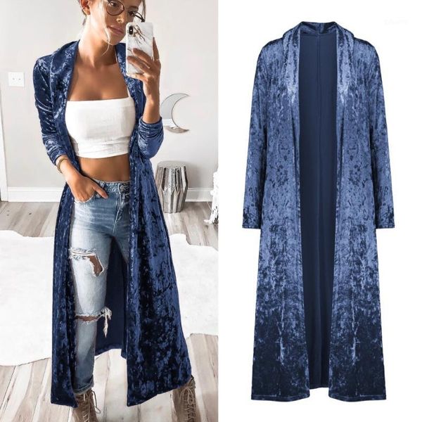 

vintage autumn spring women velvet casual loose cardigan trench long sleeve v-neck blusas femme retro windbreaker outwear coat1, Tan;black