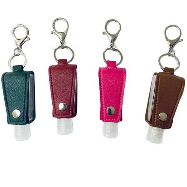 

dhl fashion design luxury pu bottle holder leather keychain hand sanitizer dhc1741