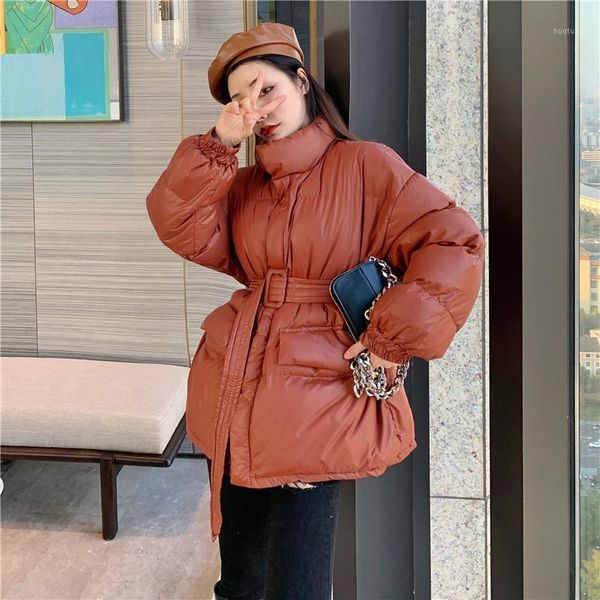 

new women 2019 fashion winter down cotton jacket thiecken warm long sleeve ladies outwear loose casual coat button down clothes1, Black