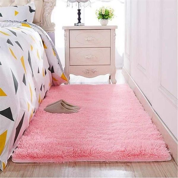 

washed silk nonskid carpet for bathroom, coffee table blanket for bedroom, solid toy plush carpet yoga at night1