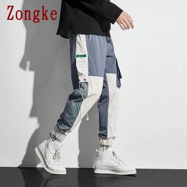 

men's pants zongke ankle-length cargo men fashion harajuku joggers sweatpants work clothes street wear 5xl 2021 spring, Black