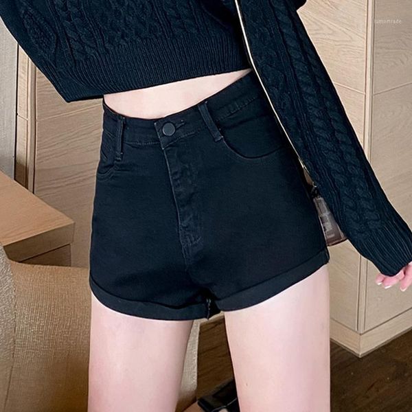 

women's jeans korean version of women 2021 denim shorts summer style high waist slimming ripped women1, Blue