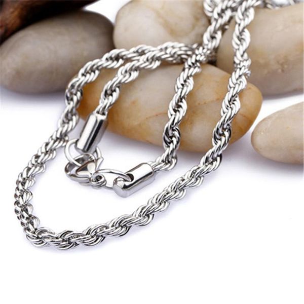 

chains fashion cool silver color and gold titanium steel twist necklace men woman