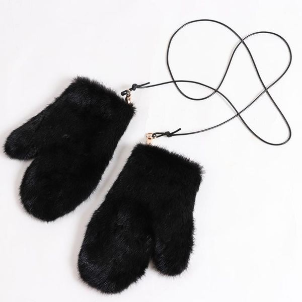 

five fingers gloves yoloagain women winter warm natural girls genuine leather mittens, Blue;gray