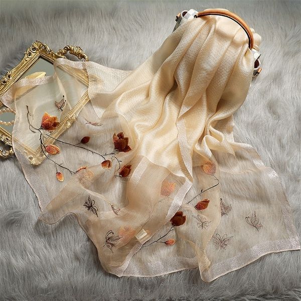 

new silk wool scarf embroidered women fashion shawls and wraps lady travel pashmina winter neck scarves 201018, Blue;gray