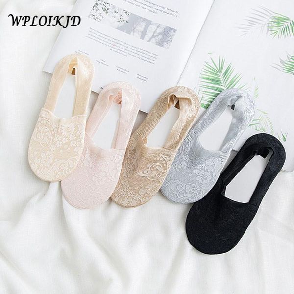 

wploikjd]summer ship socks business non-slip stealth socks women lace flower silk shallow mouth thin calcetines mujer sokken1, Black;white