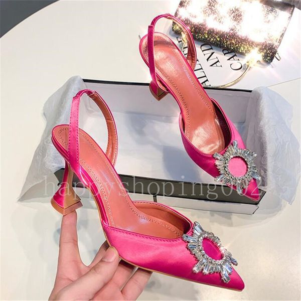 

quality amina begum crystal-embellished satin slingback pumps muaddi crystal elasticated slingback strap shoes high 8cm, Black