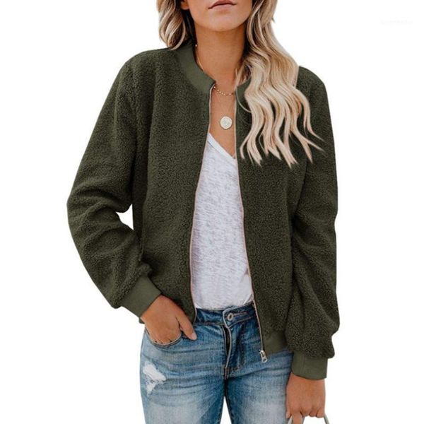 

autumn winter party with pockets zippered dating women jacket daily street bomber coat casual stand collar shopping long sleeve1, Black;brown