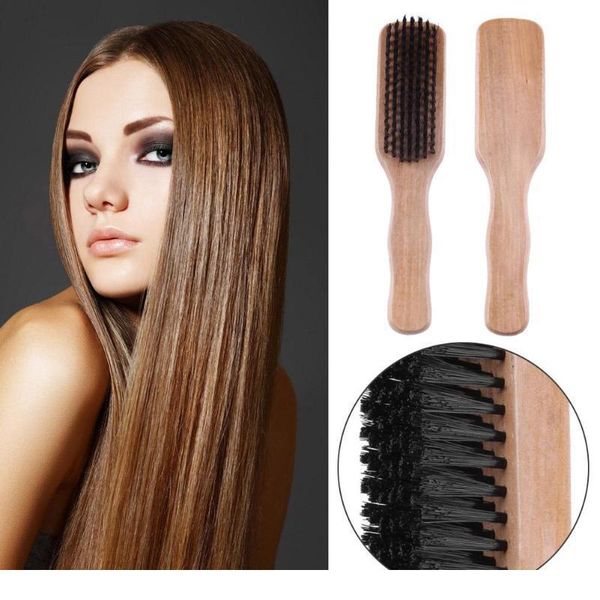 

1pc wooden hair comb wig brush natural bristle hairbrush mas comb wooden handle salon barber hair brush styli jlllrk, Silver