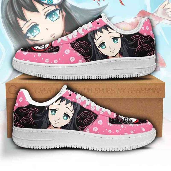

diy anime fan sneakers makomo custom demon slayer shoes men's lightweight running casual knit breathable, Black