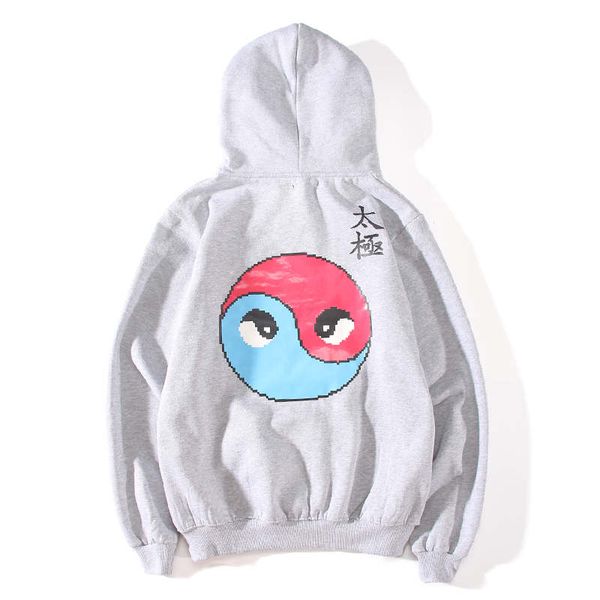 

winter new warm men's chinese style embroidery and velvet hooded sweater fashion street hong kong style warm sweater, Black